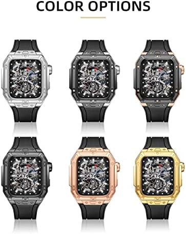 Nibyq Luxury Modification Kit Case Watch Band para Apple Watch 8 7 45mm Strape de aço para Iwatch Series 8 7 45mm relógio Strap Refit Accessoires com ferramenta