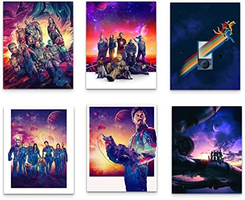 Guardiões da galáxia vol. 3 pôsteres, conjunto de 6 impressões de arte brilhantes premium - com senhor da estrela, Gamora, Drax, Rocket, Groot, Nebula, Mantis, Kraglin - Decoração de parede de coleção de fãs perfeita da Marvel
