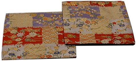 Coasters de Shinsendo Kimono Japanese Tradicional Fabrics Kinran Conjunto de 2 (Nome do padrão: Flor)