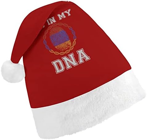 DNA Armênia Bandeira Plelight Christmas Hat de chapéu travesso e bom Papai Noel com borda de pelúcia e decoração de natal de conforto