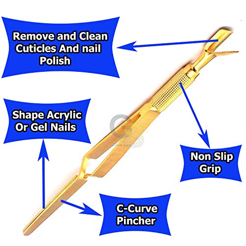 G.S 2 PCS Curve Curve Ferramenta de beliscão de unhas Magic wand acrílico Gel Tips Multifunção Multifunção Gold e