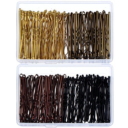 HiCarer 200 peças bobby pins 4 cores pinos de cabelo clipes de cabelo com caixas claras para meninas e mulheres