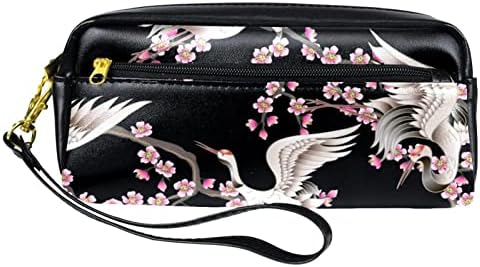 Caixa de lápis de Guerotkr, bolsa de lápis, capa de caneta, bolsa de caneta, bolsa de lápis pequena, animal de pássaro de pássaro rosa flor preto padrão