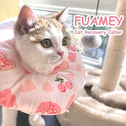 Colarinho de recuperação de gatos Fuamey, cone de gato ajustável Prevenir lamber o travesseiro de gatinhos protetores de colar de