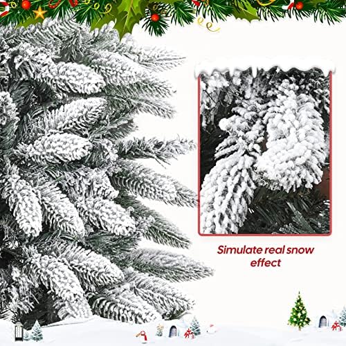 Decoway 6 pés pré-iluminada Lápis Artificial Árvore de Natal com Luzes de Férias de Snow Flocked Snow Lights Decoração