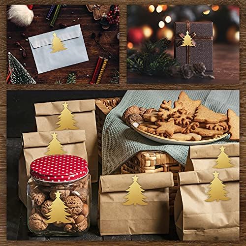 90 PCs Grades de vedação do envelope de Natal, Gold Christmas Tree Envelope Seds decorativo para festas de Natal Saco de presentes