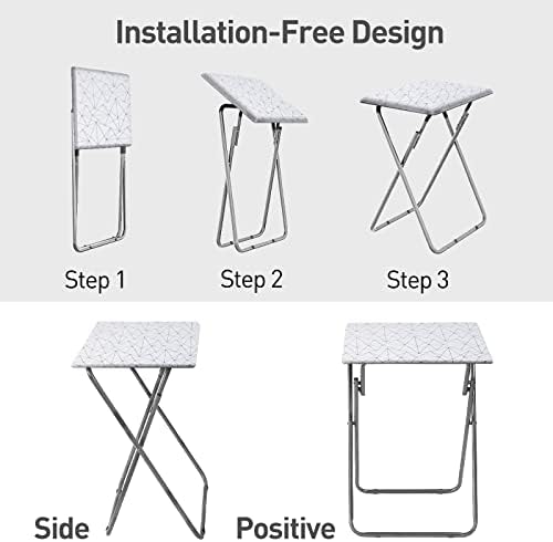 Jardim 4 suas bandejas de TV, mesa de bandeja dobrável, mesa de bandeja de jantar sem montagem necessária e robusta e lanche