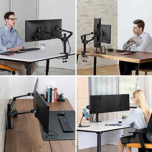 Montagem do monitor de braço duplo Viozon, suporte de mesa para o suporte para 7-27 polegadas telas duplas, altura ajustável, giro