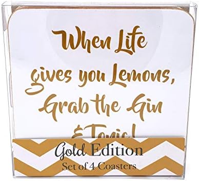 Leonardo Novelty Gin e Tonics Slogan Coasters - Conjunto de 4
