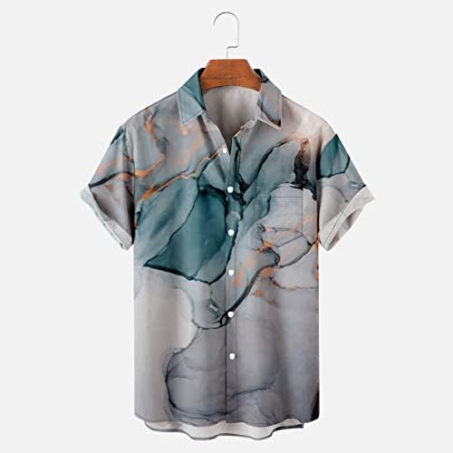 Men camisas havaianas casuais imprimir camisetas para baixo com bolsos de manga curta larga de manga curta blusas de camisa de