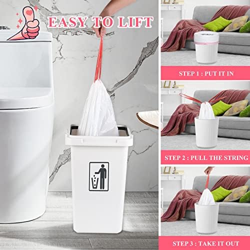 Bolsa de lixo Brandon-Super 4 galões, espessada e elástico, saquinhos de lixo de banheiro da cozinha com cordão, branco