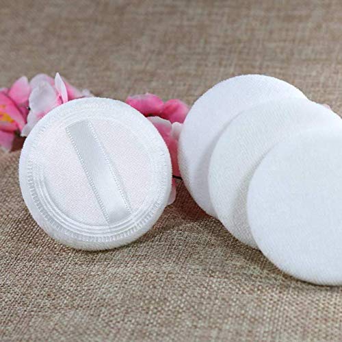 DnHCLL 5pcs 60mm Maghup Powder almofadas, talco branco em pó de cetim fita de fita única em pó de algodão puro sopro pó de bebê,