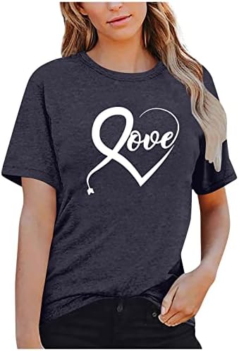 Jjhaevdy T camisetas para mulheres plus size dia dos namorados camisa amor impressão de t-shirt t-shirt shirt curta