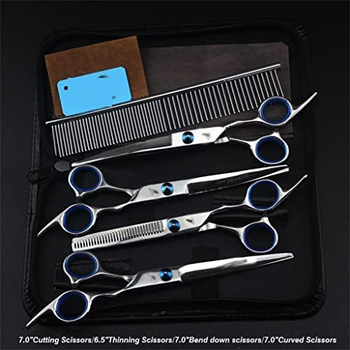 FZZDP Scissors de tesoura de pet de 7,0 polegadas Corte de corte de dentes de dente reto tesoura de espinha de peixe