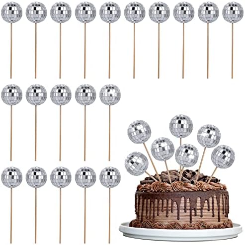 20 peças Disco Cupcake Toppers Mini Bolas de disco