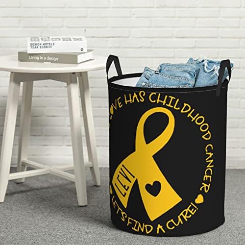 A conscientização da conscientização sobre câncer infantil cesto cesto circular cesto de roupa de roupa dobrável para o quarto cesto de banheiro
