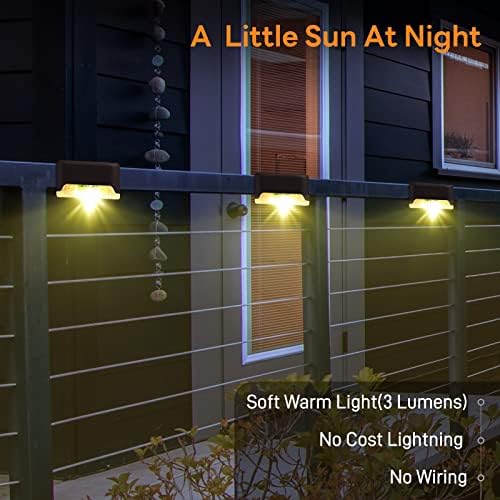 Luzes de deck solar einbflyz ao ar livre, lesões solares LED luminosas de etapa solar à prova d'água, 4 luzes solares de embalagem para quintal, pátio, jardim, escadas e caminho - branco quente