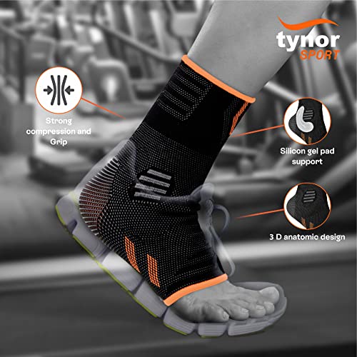 Tynor tornozelo Air Pro, preto e laranja, pequeno, 1 unidade