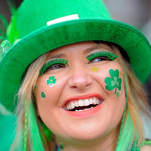 São Patrício Tattoos Temporário Tattoos Shamrock Tattoos Sweraperme Sweat Green Hat Green Face Irish Festival Adesivo