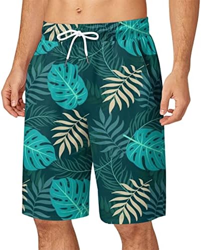 Troncos de natação homens shorts de natação de 5 polegadas de praia respirável shorts de praia verão impressão de palmeiras de cintura