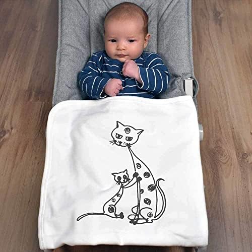Azeeda 'Cat & Kitten' Cotton Baby Blain/Shawl