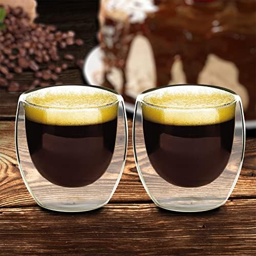 Copos de café expresso de Woaiernv, canecas de café de vidro de parede dupla, xícaras de vidro expresso de 6,2.7ound, copo de café