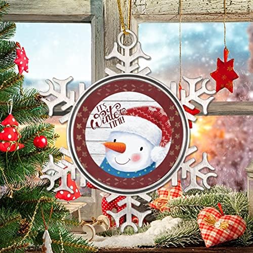 Ornamentos de Natal do boneco de neve para árvore É inverno Decorações de Natal Presente Estrelas Vintage Red Metal Snowflake