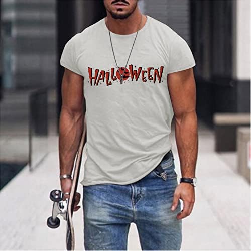 Camisetas de Halloween masculinas de Beuu, soldado letra curta impressão gráfica engraçada o pescoço camisetas casuais camiseta casual