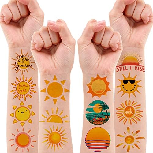 Tatuagem Sun Tattoos Tema Decorações de Festa de Festa de Festas Favoras Favoras Bonicistas 8 Lençóis 96 PCs Presentes