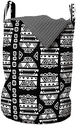 Bolsa de lavanderia de Ambesonne Aztec, ilustração de doodle de triangles tradicionais quadrados e ziguezague
