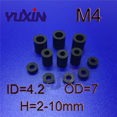 Parafuso 1000pcs/lote m4 Black Abs Nylon Spacer redondo/staping redondo Spacer M4L Comprimento = 2 ~ 10mm ID = 4,2 OD = 7 -
