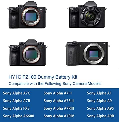 Kit de adaptador de energia USB de bateria Hy1C NPFZ100 para Sony Alpha A7iii, A7IV, A7SIII, A7C, A6600, A1, FX3, A7riii,