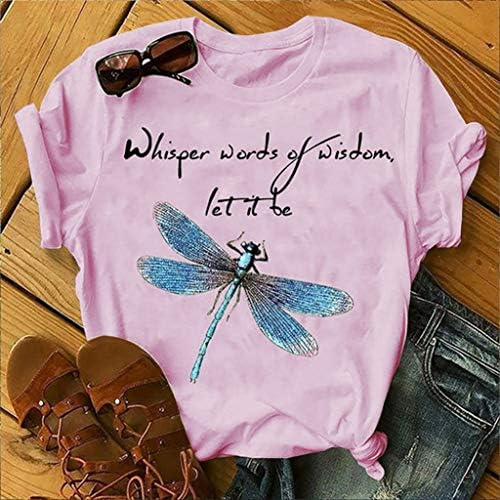 Firero Women 3D Animal Dragonfly Letter Prind camise