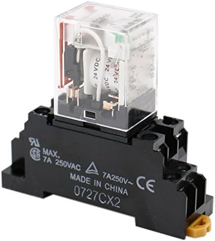 Relé de propósito gereral de Baomain My2n-GS DC 24V Indicador de LED de bobina de 8 pinos Terminal de soquete Din Rail Pyf8a