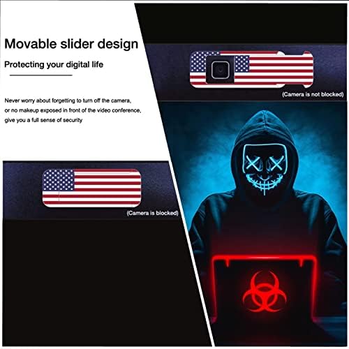 Slide da capa da câmera do laptop, slide da capa da webcam, Ultra-Thin, Design de padrão de bandeira dos EUA, 6 pacote Aplicar ao laptop, tablet, capa do MacBook Slide Protect Your Privacy