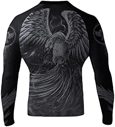 Raven Fightwear Men's The Phoenix Fire BJJ Rash Guard Longa MMA Black Edition