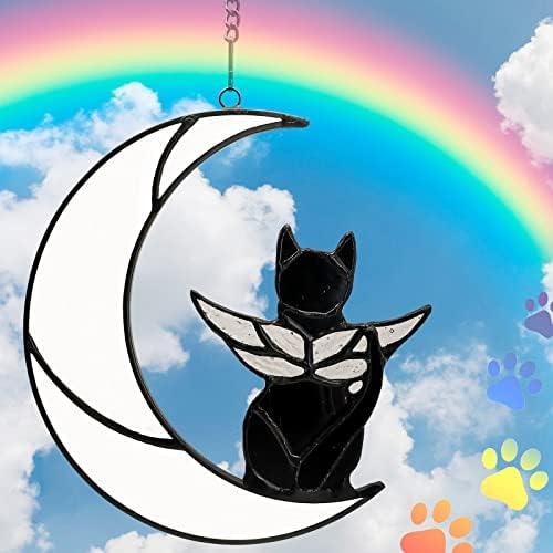 Presentes Memoriais de gato preto para perda de gato de simpatia, gato anjo que passa pela morte lembra memória