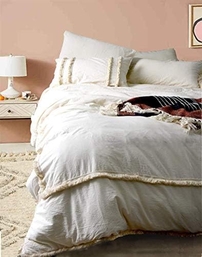 Capa de edredão com franjas flber tufado de cama king size, 96in x104in
