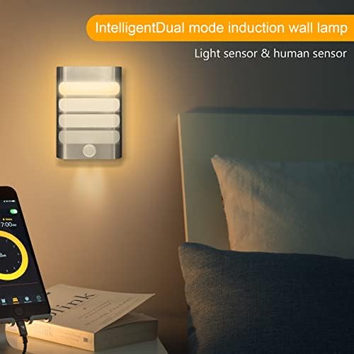Xuolder LED Wall Light Sensor Night Night Light Wireless Wall SCENCE com bateria operada, Dusk automático para o amanhecer Luzes de parede com iluminação quente, luz noturna do corredor para quarto, banheiro, escadas