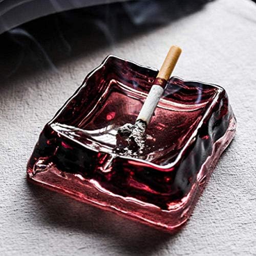 Questheng Creative Glass Ashtray Hammer Pattern Square Shape Home Hotel Hotel Office Desktop Decoration Ornaments