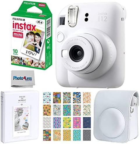 Fujifilm Instax Mini 12 Câmera de filme instantânea + Fuji Instax Instant Film Pack Single Pack - 10 impressões + Caso de