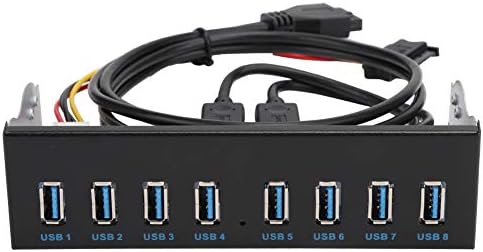 Painel frontal USB 3.0 Hub 8 Porta, 19 pinos a 8 Porta USB 3.0 Hub para PC, 8 Portas Hub Extensão óptica Extensão Adaptador