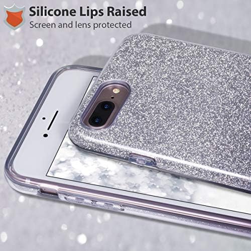 Caso MilProx iPhone 8 Plus, iPhone 7 Plus Glitter brilhante bem fofo premium 3 camadas híbridas anti -lampe