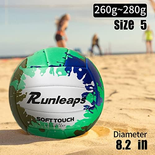 Runleaps Beach Volleyball Tamanho oficial 5 Esportes de areia de vôlei à prova d'água macia Bola de PU para interno,