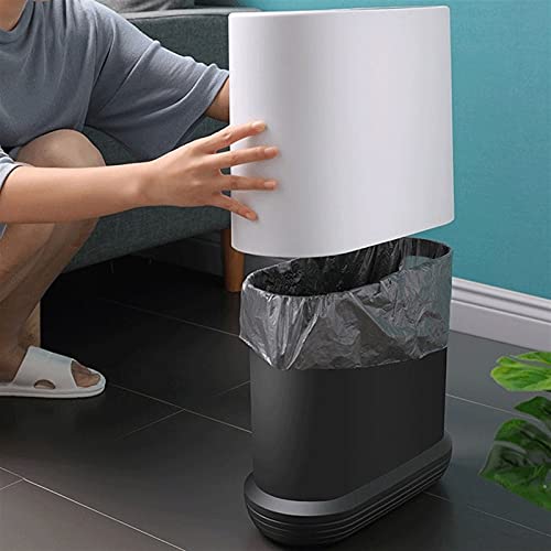 Zukeeljt lixo lixo lixo pode ser vaso sanitário doméstico cinza, preto 32 * 31 * 15 cm de lixo de banheiro coberto pode estreitar cesta de papel