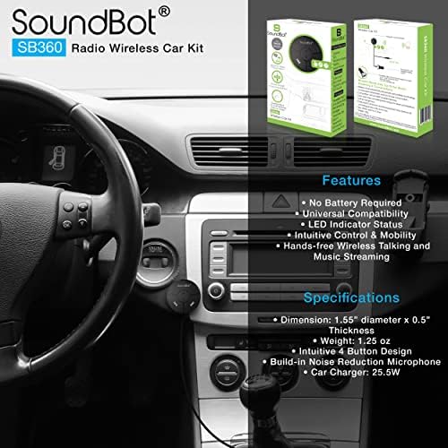 Soundbot SB360 Kit de carro Bluetooth + SB510 Blue HD Bluetooth Shower Speaker, conversas sem fio sem fio e streaming de música com carregador USB, HD Water resistente à água sem-viva-voz portátil microfone embutido