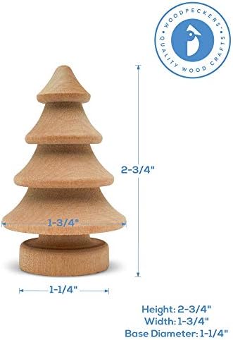 Mini árvore de Natal de madeira 2-3/4 polegadas, pacote de 10 árvores em miniatura de madeira inacabada para artesanato