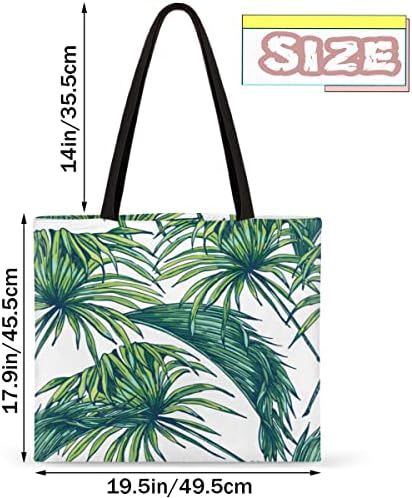 Folhas verdes tropicais Mulheres Bolsa de tela de lona reutiliza bolsa de mão de ombro meninas para uso compras pesadas