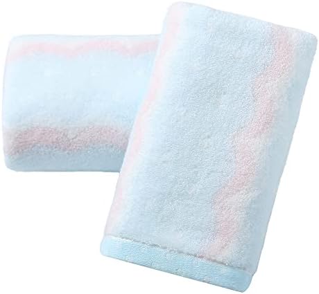 Yiluomo Summer Blue Hand Hand Set of 2 Wave e Polka Dot Pattern Design algodão super macio fofo altamente absorvente toalhas de mão 13x 29 polegadas