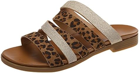 Slippers for Women Indoor, estilo romano ao ar livre, estampa de leopardo de verão em praia aberta de pé de praia respirável chinelos de chinelos sandálias Preppy Bridesmaid Bunny Water Sapatos